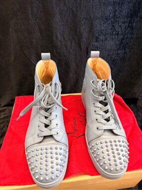 Christian Louboutin melon spikes flat calf high-top sneakers